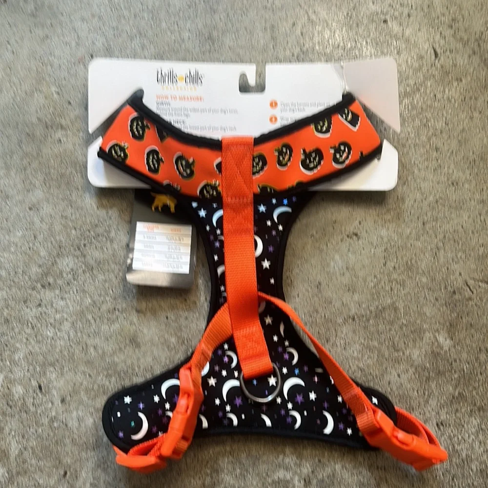 Thrills & Chills Reversible Glow in Dark Halloween Harness Moon Pumpkins